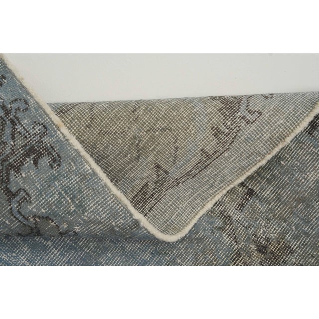 1970s Vintage Turkish Handmade Wool Cotton Blue Area Rug For Sale - Image 10 of 12