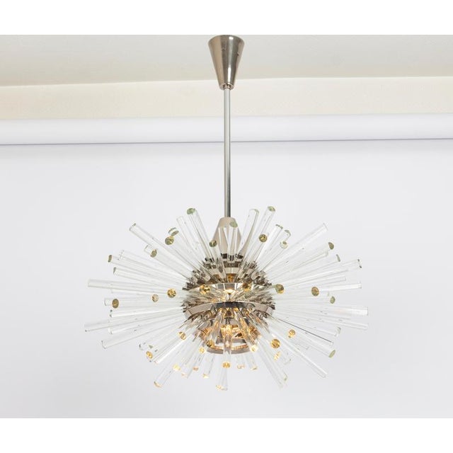 Stunning “Miracle” chandelier designed by Prof. Friedhelm Bakalowits in Vienna in the 1960s, wonderful nickel-plated from...