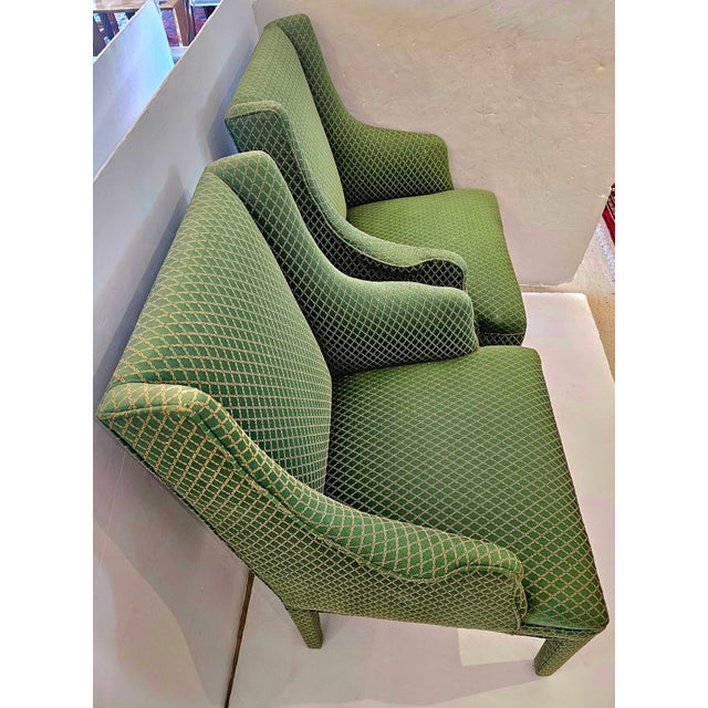 1990s Tailored Upholstered High Back Club Chairs - A Pair For Sale - Image 5 of 8