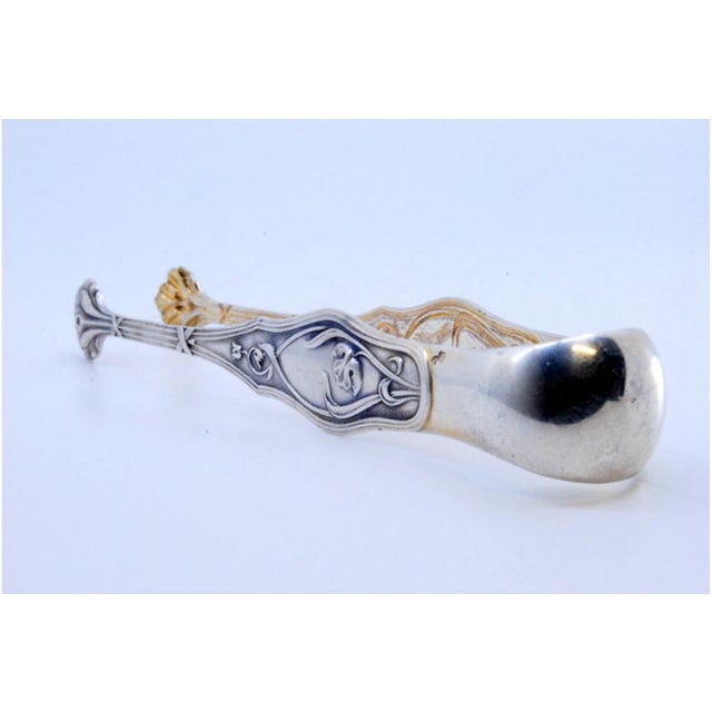 Leaf-Shaped Sugar Tongs in Embossed Silver For Sale - Image 6 of 9