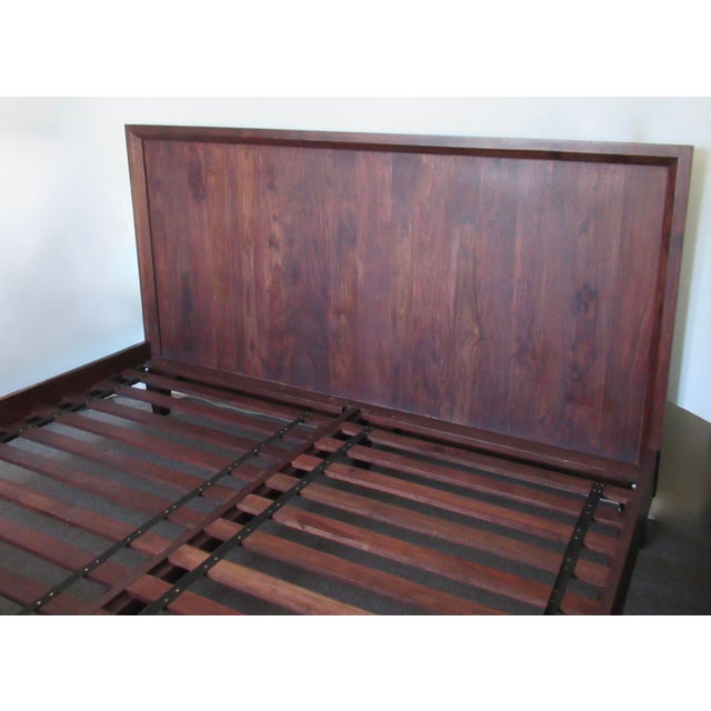 Mid-Century-Style Black Walnut Veneer King Size Bed Frame - 7 Pcs. For Sale In Miami - Image 6 of 12