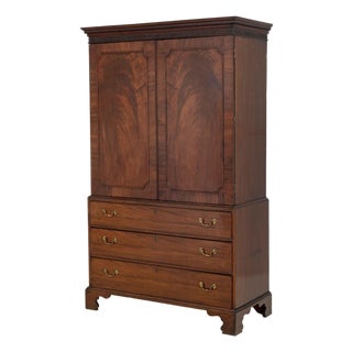 Edwardian Flame Mahogany Linen Press, Early 20th Century For Sale