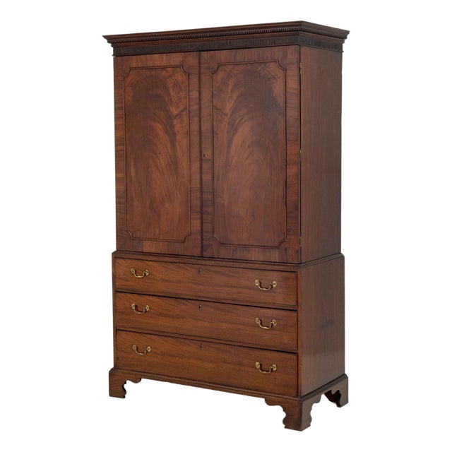Edwardian Flame Mahogany Linen Press, Early 20th Century For Sale