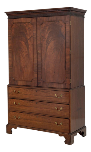 Edwardian Flame Mahogany Linen Press, Early 20th Century