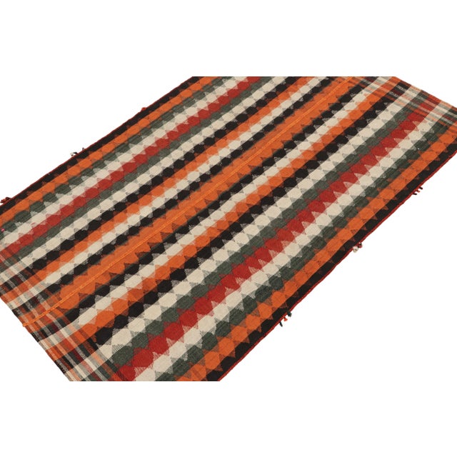 Rug & Kilim 1950s Vintage Persian Kilim in Orange and Multicolor Stripes by Rug & Kilim For Sale - Image 4 of 8