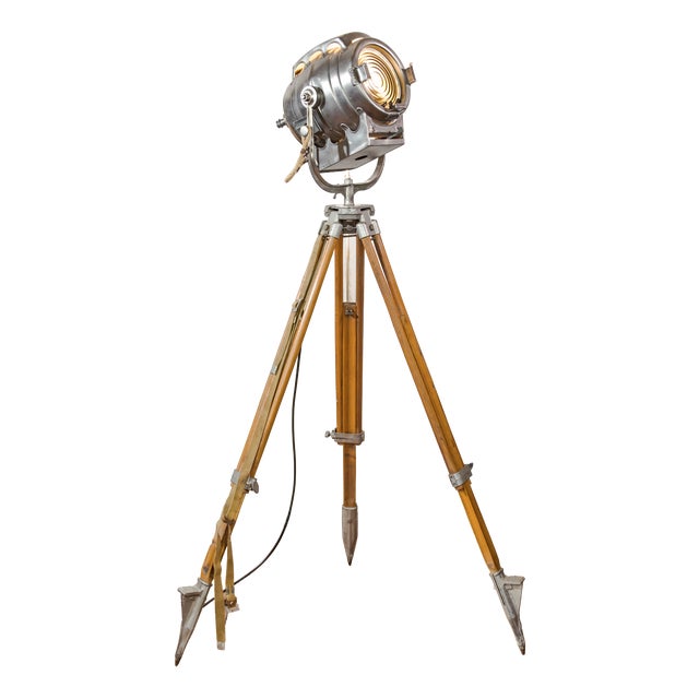 Hollywood Movie Keg Light on Wooden Tripod Floor Lamp by Bardwell McAlister, 1950s For Sale
