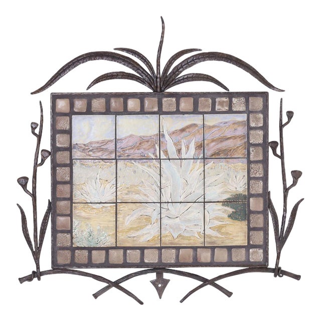 Tile Plaque With Iron Frame For Sale