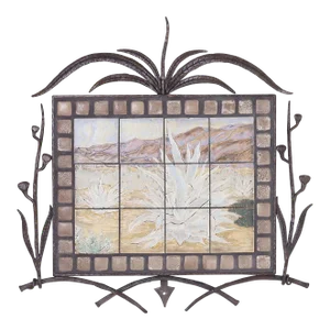 Tile Plaque With Iron Frame