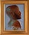 This oil on panel artwork presents a striking profile of a figure, characterized by smooth, flowing brushstrokes that...