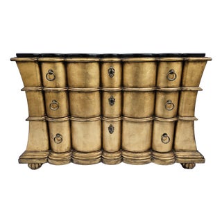 Gold Leaf or Gilt Scalloped Front Chest of Drawers For Sale