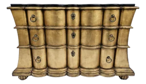 Gold Leaf or Gilt Scalloped Front Chest of Drawers