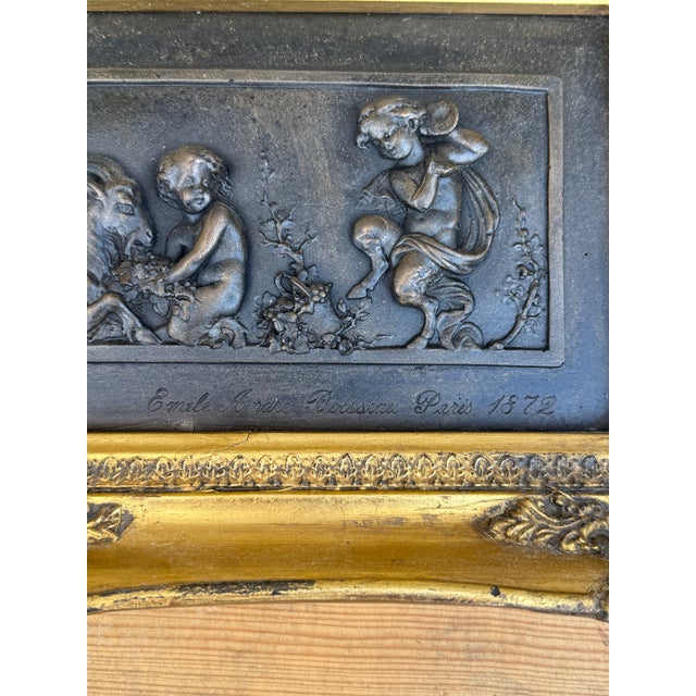 Late 19th Century French Stone Cast Relief After Émile André Boisseau “Enfants Des Centaures” in Ornate Gilt Frame For Sale - Image 6 of 13