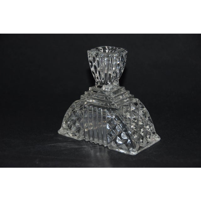 Art Deco 1930s Walther & Söhne Art Deco Glass Candle Holders, a Pair For Sale - Image 3 of 5