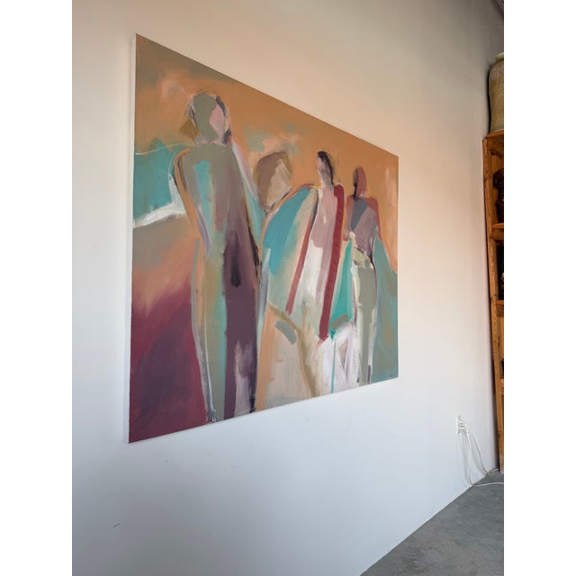 Contemporary Large Vintage Abstract Figurative Acrylic Painting on Canvas by Hamzik For Sale - Image 3 of 11