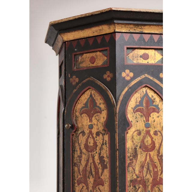 Antique Scandinavian Column Cabinet with Hand-Painted Decor For Sale - Image 3 of 16