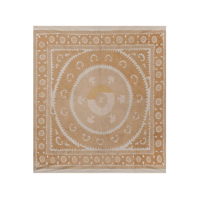 Suzani Tapestry - Faded Uzbek Table Cloth For Sale - Image 4 of 10