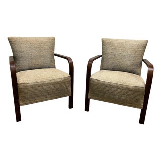 Early 20th Century H-213 Armchairs attributed to Jindřich Halabala, Czechoslovakia, 1930s, Set of 2 For Sale