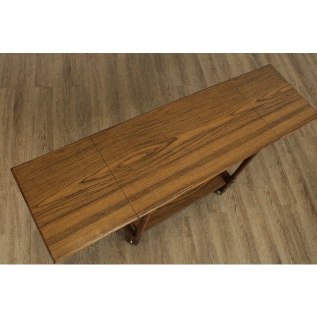 McGuire of Sanfrancisco Vintage Rattan Drop Leaf Bar Cart Server For Sale - Image 9 of 13
