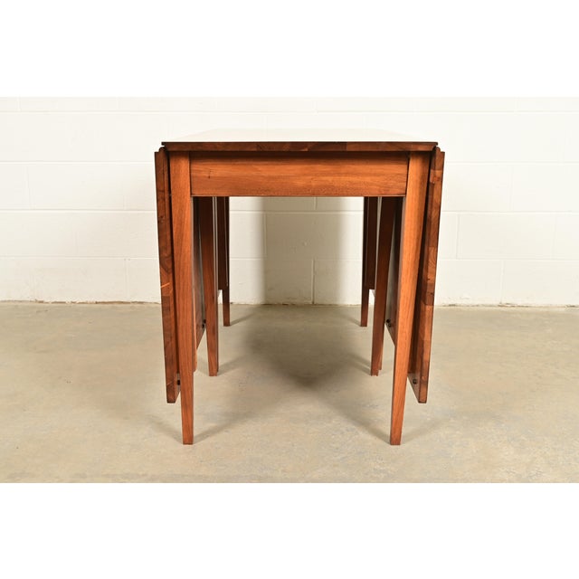 Henkel Harris Federal Solid Walnut Drop Leaf Dining Table, Circa 1960s For Sale - Image 11 of 13