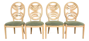 Henredon Modern Art Deco Carved Oak Dining Chairs, Set of Four