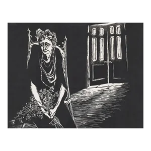 1970s Waiting for the Gentleman Caller Woodblock Print