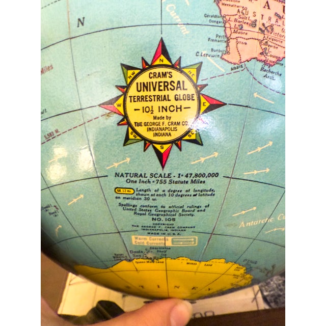 Metal Vintage Mid-Century Modern Cram's Universal Terrestrial Globe 10" For Sale - Image 7 of 13