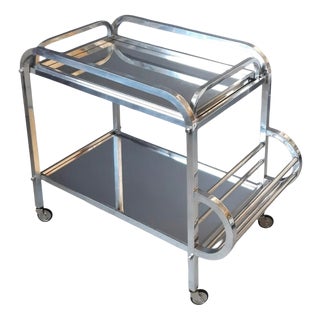 Art Deco French Drinks Trolley with Mirrored Glass & Removable Tray, 1930s, Set of 2 For Sale