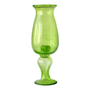 Tall Heavy Midcentury Blown Glass Vase W/Flower Frog