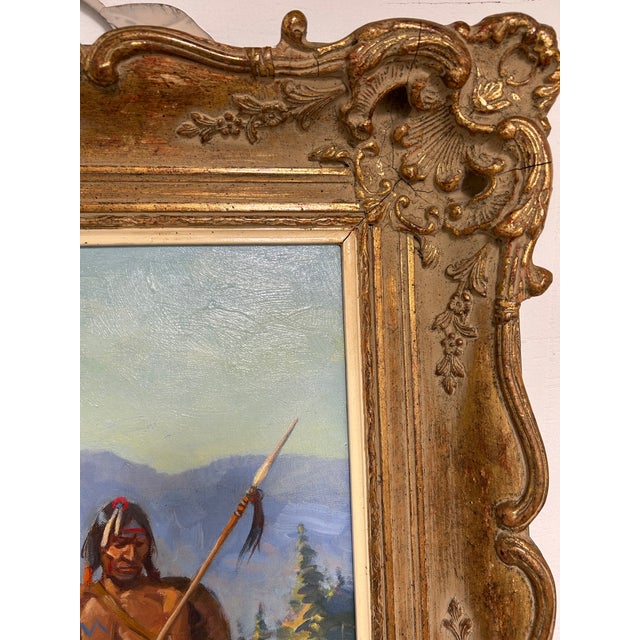 Wood 1960s Nicholas Firfires, American "The War Chief" Original Oil Painting For Sale - Image 7 of 18