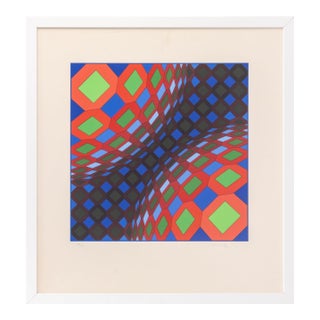 Victor Vasarely "Bi-Okta B" Screenprint, 1973-75 For Sale