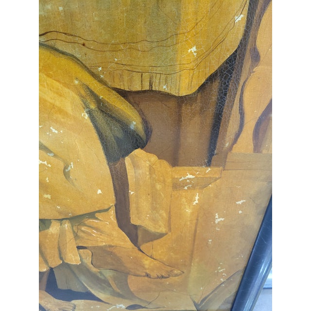 1980s Monumental Reproduction Michaelangelo Sibyl, Erythraean Oil Paintings Framed Art Signed Rueben- A Pair For Sale - Image 15 of 18