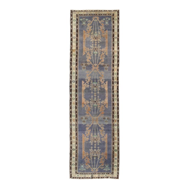 Long Vintage Sivas Runner in Elegant Purple and Brown 4'0 X 13'10 For Sale