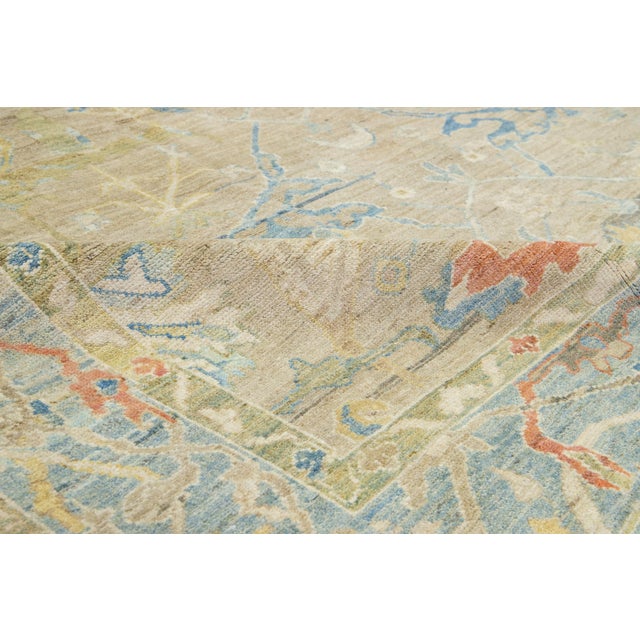 Apadana's Contemporary Designed Sultanabad Wool Rug Handmade in Light Brown For Sale - Image 10 of 10