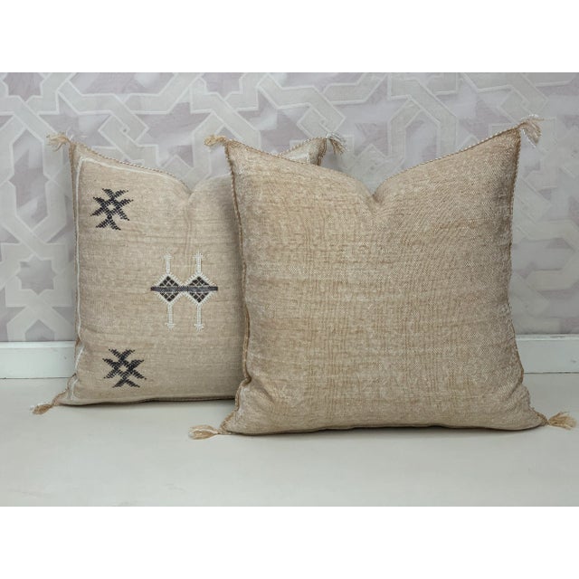 2020s Light Yellow Handmade Cactus Silk Pillow Covers - a Pair For Sale - Image 5 of 7