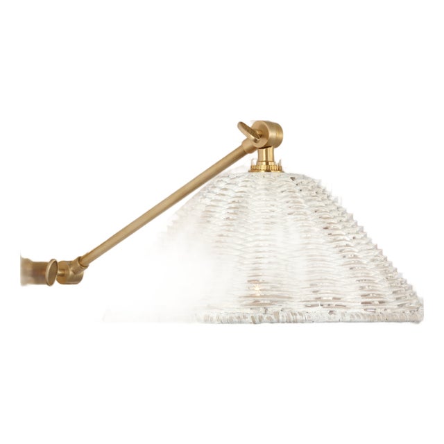 Marie Flanigan for Visual Comfort Signature Wimberley Single Library Wall Light in Soft Brass with White Wicker Shade For Sale