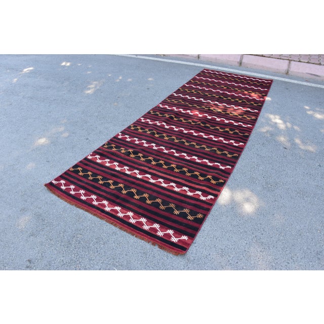 1960s Cabin Style Hand Knotted Kilim Runner For Sale - Image 4 of 11