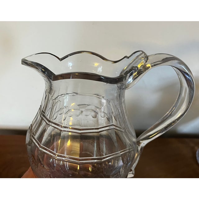 Early 19th Century Large Antique Early 19th Century George III Anglo Irish Cut Crystal Glass Wine Ewer or Water Pitcher For Sale - Image 5 of 18