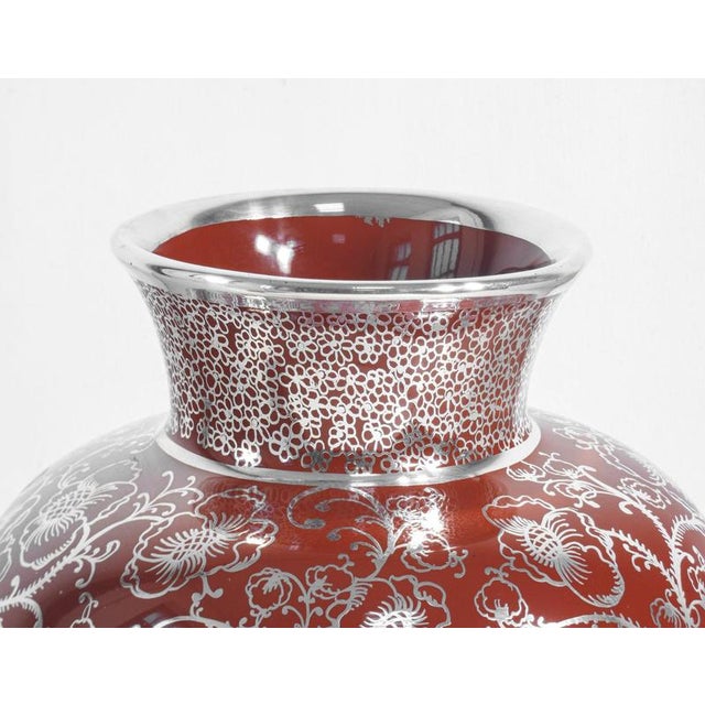 Red Ceramic and Silver Vase by Gio Ponti for Richard Ginori For Sale - Image 8 of 18
