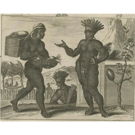 Montanus, Daily Life in Brazil, Copper Engraving, 1673 For Sale - Image 6 of 6