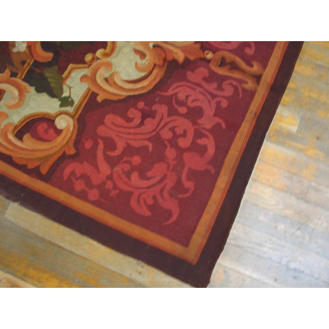 1880s Ivory Neoclassical Antique European Tapestry Runner 3'9" X 12'8" Flatweave Wool Carpet Rug For Sale - Image 10 of 10