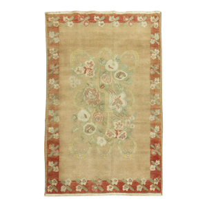 Vintage Zabihi Collection Small Turkish Floral Rug