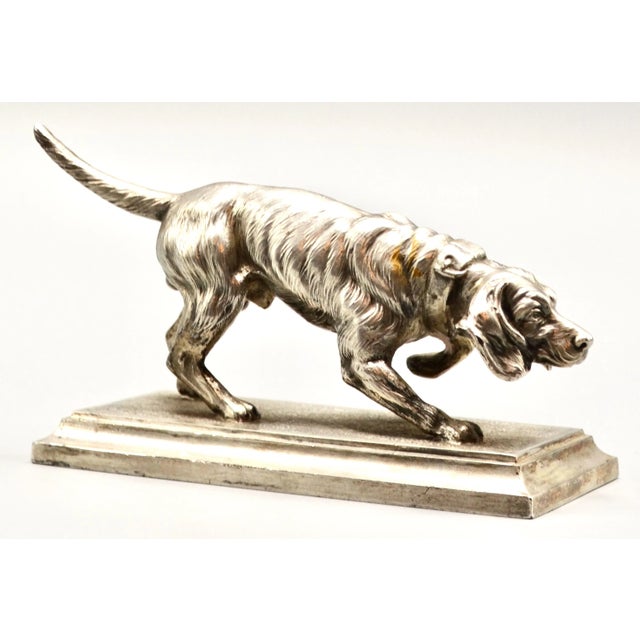 Silver 1900 Silver Plate Sculpture Model of a Pointer Dog For Sale - Image 8 of 10