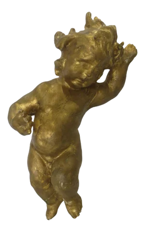 Gold Gilded Putti on Lucite Stand