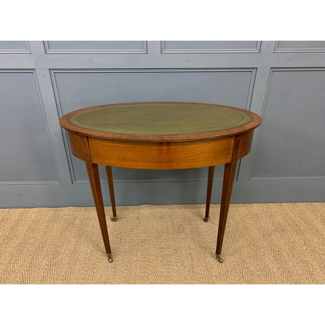 Edwardian Oval Mahogany Writing Table, 1900s For Sale - Image 12 of 14