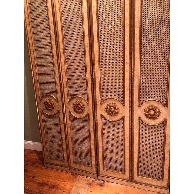 1950s French Five-Paneled Gilt Folding Screen For Sale - Image 4 of 13