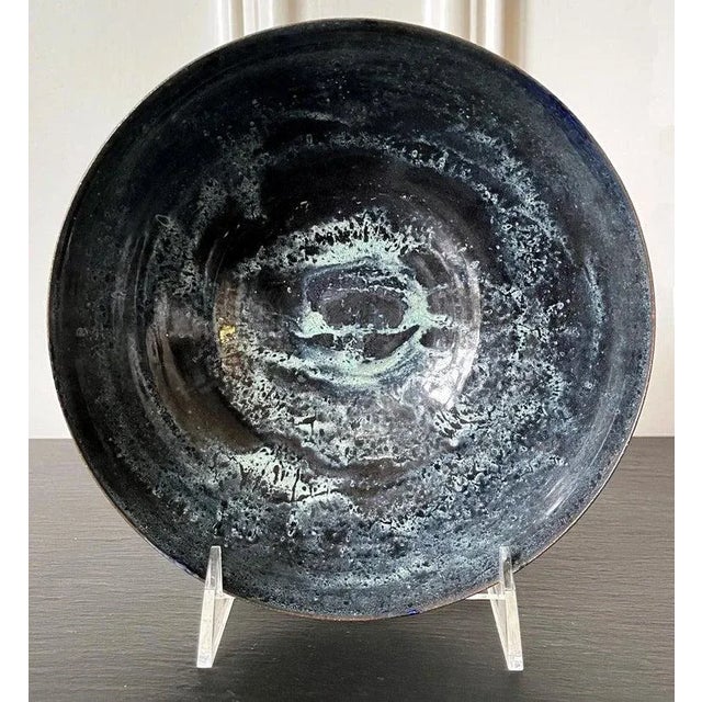 Black Ceramic Bowl with Expressive Glaze by Beatrice Wood For Sale - Image 8 of 13