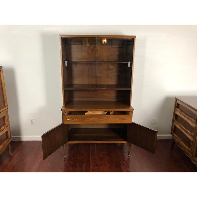 1960s Vintage Broyhill Premier Saga Collection Walnut China Hutch