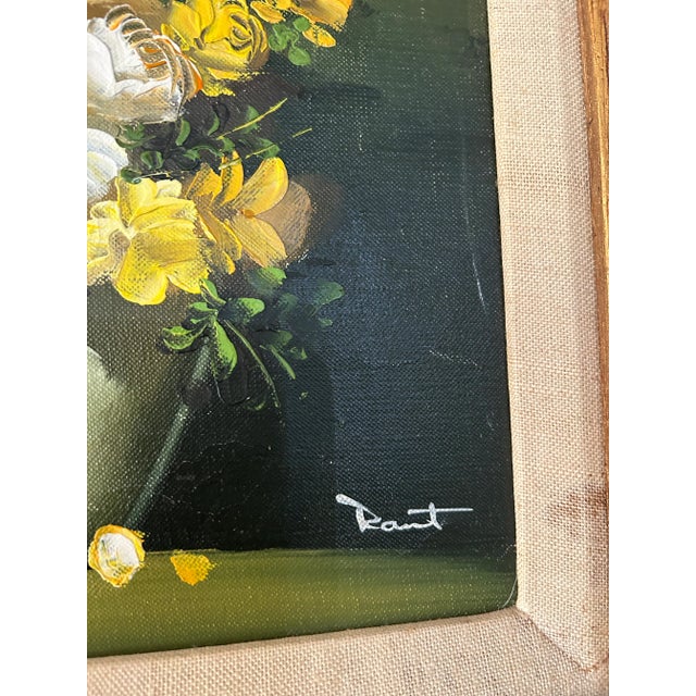 Rustic European 1970’s Oil on Canvas Floral Still Life by Julia Rant of Germany For Sale - Image 3 of 9