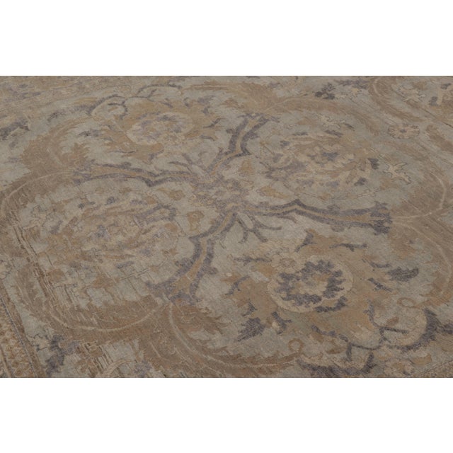 Rug & Kilim Rug & Kilim’s Modern Rug in Polonaise-Inspired Beige and Gray Floral Medallion For Sale - Image 4 of 8