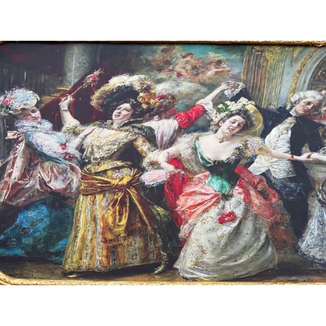 Bring dramatic European elegance into your interior with this exceptional Italian Rococo Revival framed wall art, crafted...